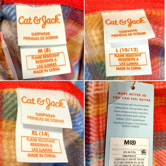 CAT & JACK Girls' Printed Union Suit Onesies Fleece Plaid Pajamas w. Hood - Picture 12 of 15